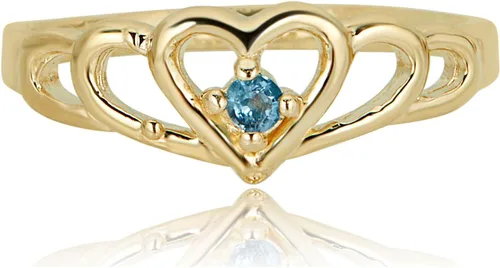 Vista 2 de AVORA Anillo de piedra natal de oro amarillo de 10 quilates de 0.079in, todos los 12 meses