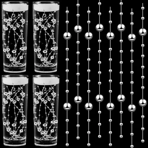 Vista 9 de Geosar 48 cuerdas de perlas artificiales para velas flotantes, rellenos de jarrones sintéticos, guirnaldas decorativas de cuentas para centros