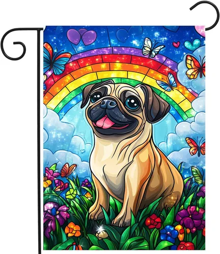 Vista 18 de Bandera floral de jardín Golden Retriever para jardín, banderas de bienvenida para exteriores de 12 x 18 pulgadas, bandera de perro de flores