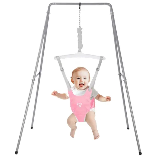 Vista 9 de Saltarón para bebé con soporte, Saltarónes y balancines para bebés, Ejercicio para bebé adecuado para 6-24 meses, fácil de ensamblar y guardar Azul