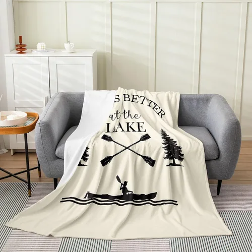 Vista 9 de Erosebridal Manta de casa del lago de tamaño Queen, manta náutica de ancla para niños, adolescentes, adultos, retro, velero, casa de lago, manta