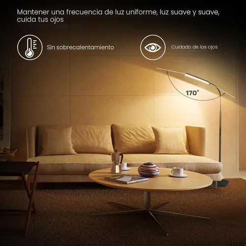 Vista 5 de Dimunt Lámpara de pie LED, lámparas de pie brillantes de 15W para sala de estar con temporizador de 1H, lámparas de pie ajustables sin escalones