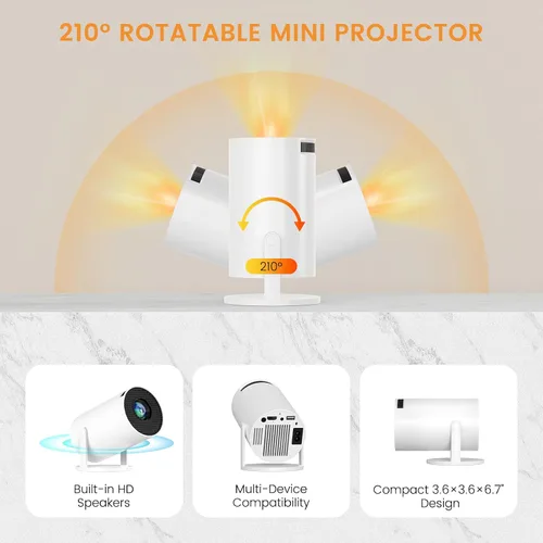 Vista 6 de Mini proyector HY300 PRO, proyector portátil con doble banda WIFI6 5G inalámbrico 5.4 Bluetooth, proyector inteligente compatible 4K 1080P