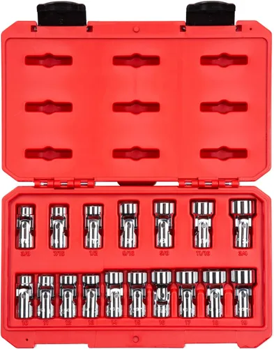Vista 8 de TEKTON Juego de llaves de vaso de junta universal de 6 puntos de 1/4 pulgada con riel, 7 piezas (1/4-9/16 pulgadas) SHD90109