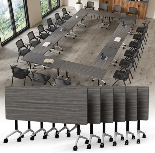 Vista 30 de Mesa de conferencias plegable, mesa de sala de conferencias con ruedas, mesa de conferencias plegable modular, mesas de reuniones de entrenamiento