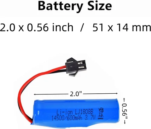 Vista 2 de Paquete de 2 baterías recargables de iones de litio de 3.7 V 600 mAh con cable de carga USB para doble cara giratoria volteando monstruo anfibio E35