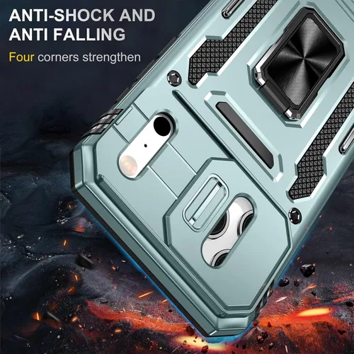 Vista 4 de Funda compatible con iPhone17 Pro con soporte, cubierta de cámara y protector de pantalla HD, doble capa a prueba de golpes, protección contra