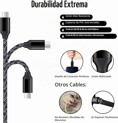 Vista 5 de Cargador Android para Samsung Galaxy J7 Prime/Crown/Star/Sky Pro/Perx, J3 Negro