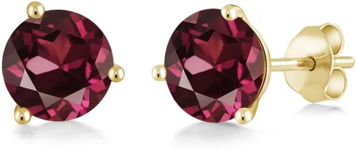 Vista 118 de Gem Stone King Aretes de oro de 14 quilates, 0.236 in, piedra natal redonda, Martini, 3 puntas, aretes de oro para mujer