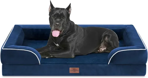 Vista 90 de Comfort Expression - Cama ortopédica para perros medianos, 28 x 19 pulgadas, cama impermeable y de apoyo de espuma con cojines removibles, sofá