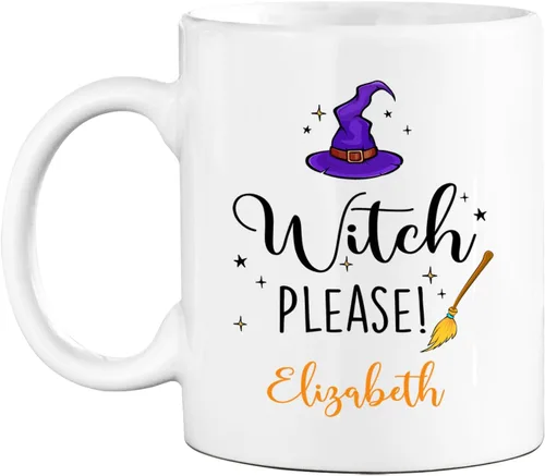 Vista 23 de Taza de café blanca personalizada de Halloween Besties, Besties Forever y 3 tazas de café Boo de 11 onzas y 15 onzas, bonita taza de cerámica Boo