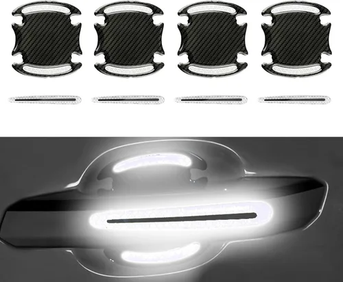 Vista 8 de 8 PCS Calcomanías para Manijas de Puertas de Automóvil, 4 PCS Calcomanías Reflectantes de Goma para Cuencos de Puertas de Vehículos de 3.5 x 3.2