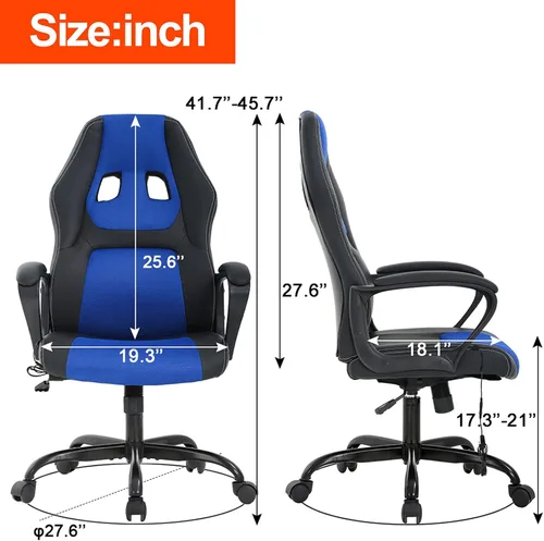 Vista 2 de Silla de oficina de masaje, silla de juegos para PC, cómoda silla de oficina ergonómica, silla de escritorio con soporte lumbar, reposacabezas