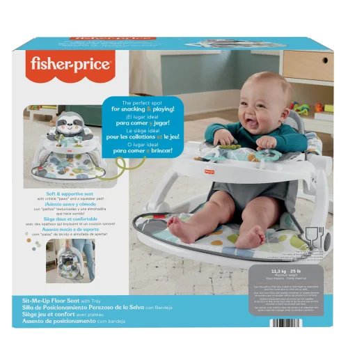 Vista 6 de Fisher-Price - Silla portátil para bebé Sit-Me-Up con bandeja para bocadillos, juguetes de actividad sensorial para recién nacidos y almohadilla