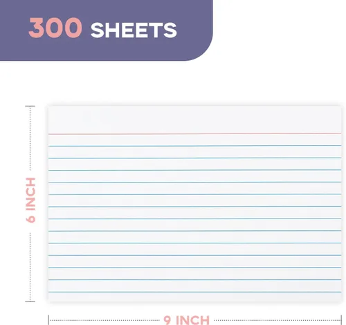 Vista 2 de Goefun - Tarjetas de índice grandes forradas de 6 x 9 pulgadas, color blanco, 300 tarjetas de notas grandes, tarjetas para estudiar, recetas, notas