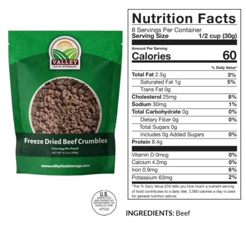 Vista 2 de Cubos de 68 porciones de carne de res y arroz liofilizados Suministro de alimentos de emergencia premium, contiene 924 g de proteína Alimentos