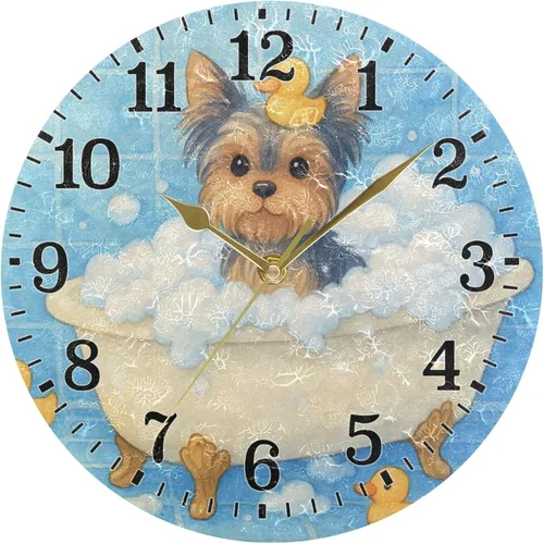 Vista 44 de JUNZAN Reloj de bañera con vino romántico espumoso y velas, reloj de pared silencioso de 10 pulgadas, pequeño reloj redondo, decoración de cocina