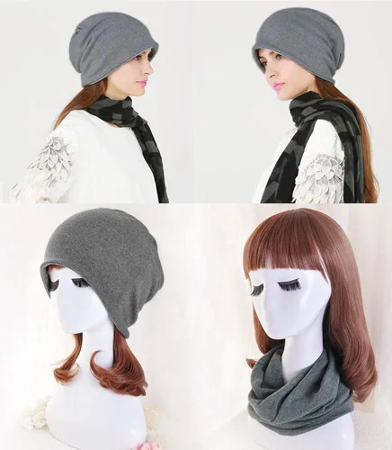 Vista 5 de TecHong Gorro de ocio para mujer, multiusos, diseño de calavera, para calentar el cuello, máscara para la cara, bufanda, de algodón de punto