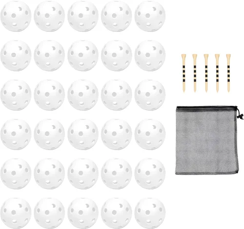 Vista 8 de Pelotas de golf de plástico para práctica de vuelo limitado, pelota de entrenamiento de golf hueca para práctica de swing, pelotas de golf