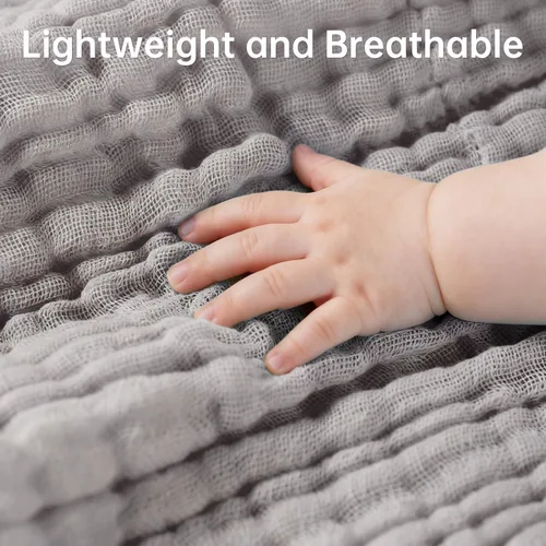 Vista 2 de Toallitas de muselina orgánicas para bebé, paquete de 6, toalla de baño y cara de 12x12 pulgadas, extra absorbente y suave, para bebés recién Azul