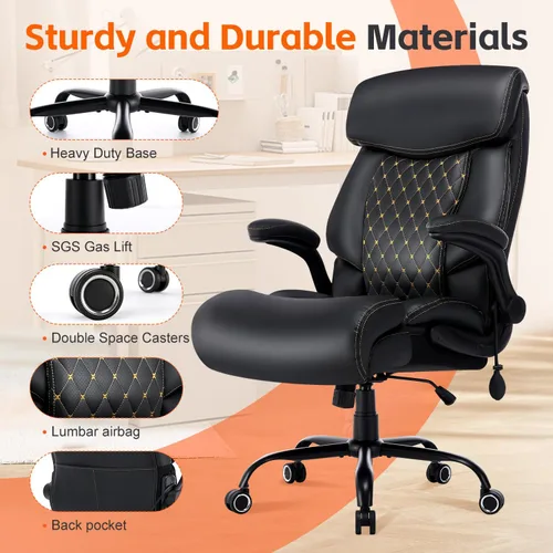 Vista 5 de BOSMILLER Silla de oficina grande y alta, sillas ejecutivas de alta resistencia con soporte lumbar ajustable para dolor de espalda, silla