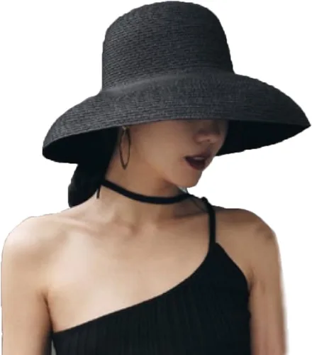 Vista 13 de Women hat Floppy Wide Brim Summer Beach Straw UPF Sun Fisherman's Cold Beige 1