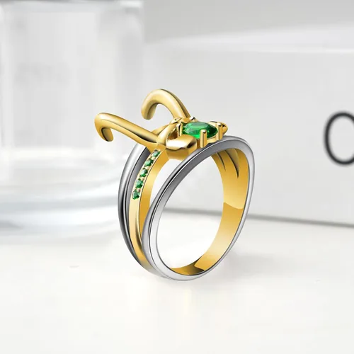 Vista 7 de Anillo de Loki de casco de superhéroe, para joyería unisex, regalos de Marvel, Halloween, cosplay, regalos de joyería, Metal, Acero inoxidable