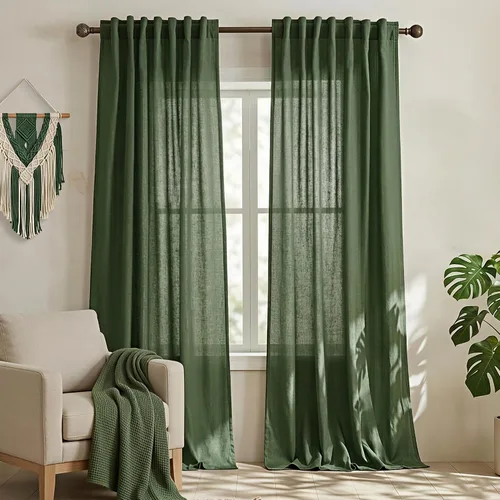 Vista 40 de Mrs.Naturall Cortinas negras de 45 pulgadas de largo, cortinas cortas de lino transparente para privacidad para cocina, dormitorio, ventanas