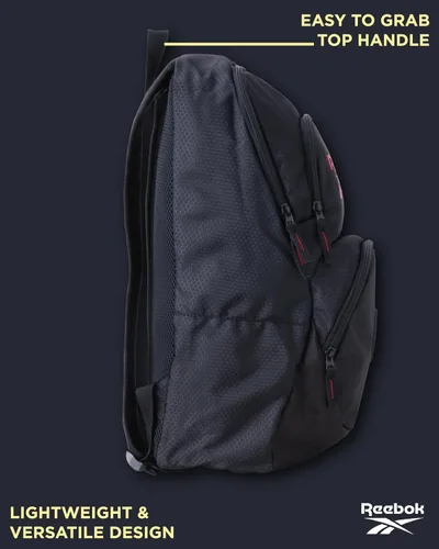Vista 4 de Reebok Mochila Mochilas ligeras de mano Bolsas resistentes al agua y mochilas para laptop para aventuras diarias, Negro con rojo