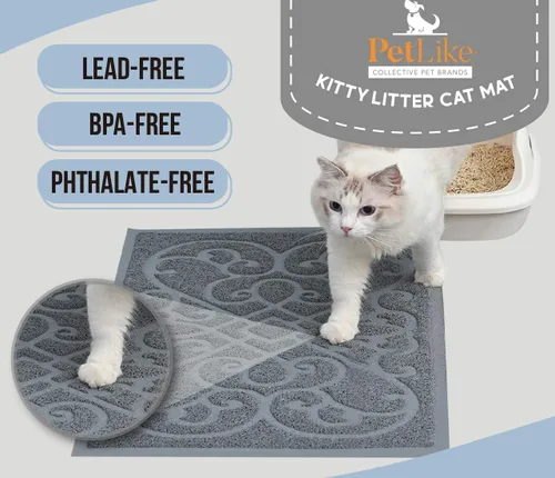 Vista 7 de PetLike - Alfombrilla que atrapa la arena cuando los gatos salen de la caja de arena, alfombrilla que pueden usar los gatos para comer, es suave