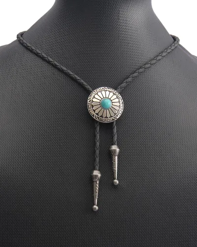 Vista 383 de Jeilwiy Corbata de bolo para hombre, corbata de vaquero occidental, collar de corbata de bolo dorado, corbata de cuero, corbata de Halloween