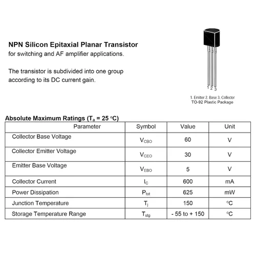 Vista 3 de 2N2222 2N2222A Transistores amplificadores NPN de silicio TO-92 60V 800mA (Paquete de 200 piezas)