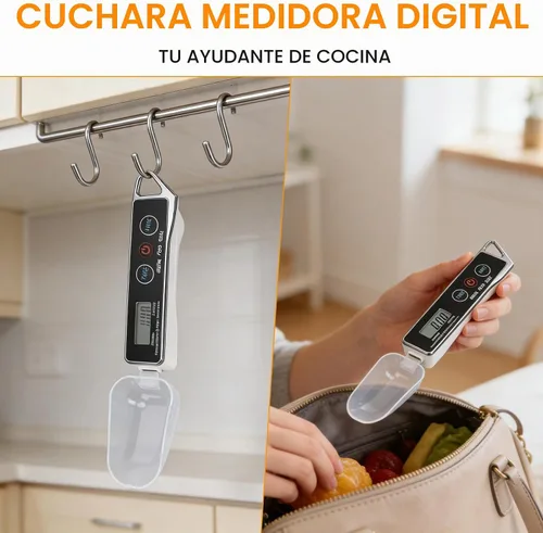 Vista 4 de Dioche Cuchara medidora digital, alta precisión de 0.00 oz a 17.64 oz de capacidad, con cucharas desmontables de 1.0 fl oz y 2.7 fl oz, función
