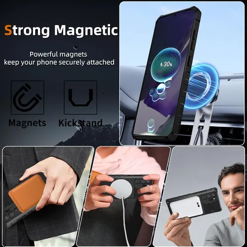 Vista 2 de Funda magnética para Samsung Galaxy Note 20 Ultra compatible con carga inalámbrica MagSafe, con 1 protector de pantalla, anillo de soporte integrado