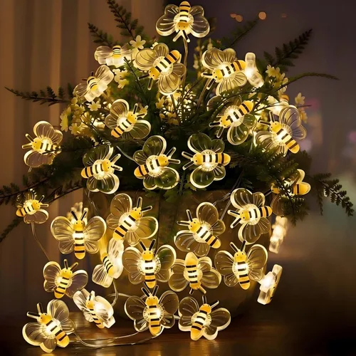 Vista 12 de Cadena de luces con estrellas, 30 LED de cristal, funciona con pilas, 10 pies, decoración para dormitorio
