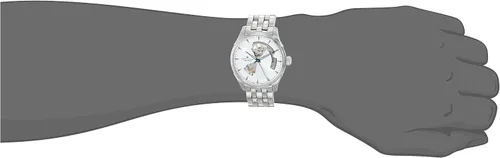 Vista 5 de Hamilton Jazzmaster Reloj automático suizo con corazón abierto de 1.575 in, esfera plateada, pulsera de acero inoxidable plateado