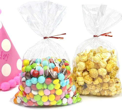 Vista 6 de Morepack Bolsas de celofán de 6 x 10 pulgadas, bolsas de celofán transparentes con lazos giratorios, 100