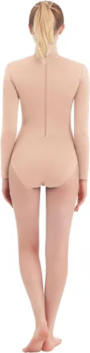 Vista 6 de Leotardo de cuello alto, manga larga, elastano, entrenamiento, fitness, body para mujer