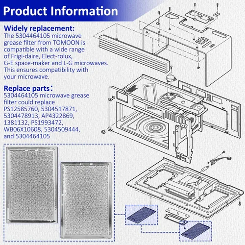 Vista 3 de HASMX Repuesto de filtro de grasa de microondas para modelos LG LMH2016SB LMH2235ST LMV1635SB LMV1635SW LMV2083SB LMV1831SB LMV1831ST Filtro