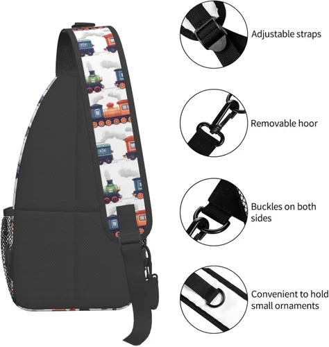 Vista 3 de Small Crossbody Bags for Women Men - Vintage Steam Train 1 Print Adjustable Shoulder Bag Fanny Packs Belt Sling Bag Crossbody Purses Backpack for