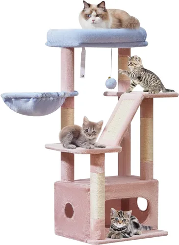Vista 11 de Taoqimiao - Árbol para gatos, torre de 38.5 pulgadas para gatos de interior, adecuada para gatitos con lujoso condominio para gatos con cestas