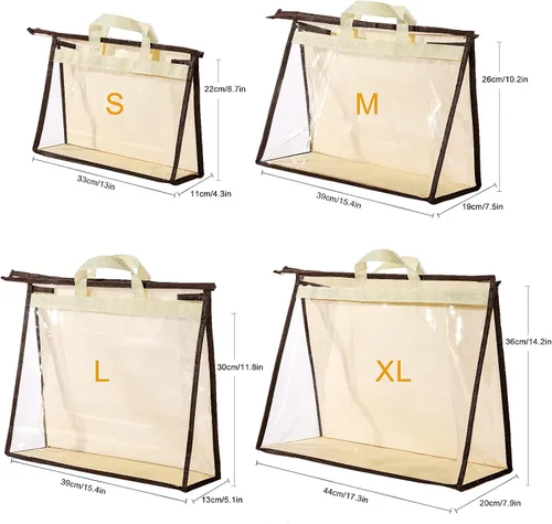 Vista 5 de CINPIUK Bolsas de almacenamiento transparentes para el armario, bolsa de almacenamiento colgante con cremallera para bolsos, XL, 2