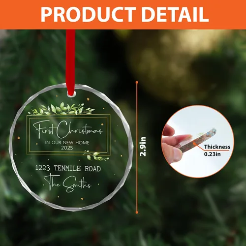 Vista 9 de Adorno personalizado para el nuevo hogar 2025 – Decoración de recuerdo de cristal, primera Navidad en nuestra casa, primer adorno de apartamento