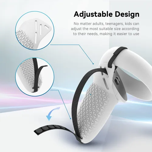 Vista 4 de CNBEYOUNG Touch Controller Grip Cover Compatible with Quest 2 Anti-Throw Handle Sleeve Quest 2 Accessories with Nylon Adjustable Wrist Knuckle