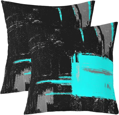 Vista 11 de Juego de 2 fundas de almohada abstractas de 16 x 16 pulgadas para niños, niñas, adolescentes, decoración de dormitorio, moderna a rayas, decoración