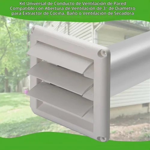 Vista 4 de Kit de ventilación de secadora de 3 pulgadas a través de la pared con manguera/conector de conducto/placa de pared, kit de ventilación de 9 ps
