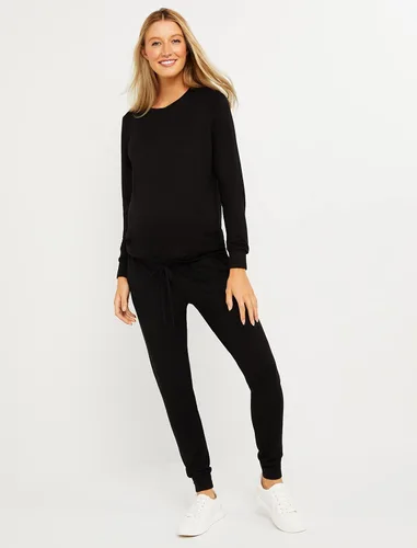 Vista 5 de Motherhood Maternity Joggers esenciales de maternidad de rizo francés para mujer