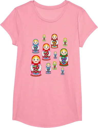 Vista 31 de Rusia - Camiseta de juguete retro para niños, diseño de muñecas rusas