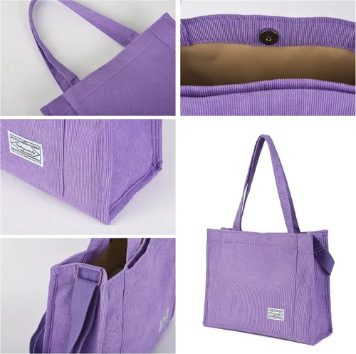 Vista 4 de Valleycomfy Bolsos de mano de pana casuales vintage para mujer, bolso cruzado para mujer, bolso de hombro de viaje, bolso ecológico