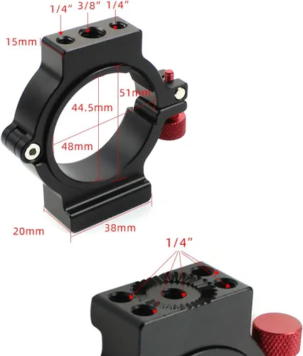 Vista 4 de Adaptador de junta tórica Estabilizador de 3 ejes 1/4 Tornillo de extensión de anillo de expansión Micrófono Montaje de luz de video LED Compatible